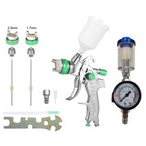 Nasedal-HVLP 스프레이 건 및 공기 조절기 게이지 오일-물 분리기 필터 600ml 컵 1.4mm 1.7mm 2.0mm 중력 에어 브러시, 01 Green Kit, 01 Green Kit