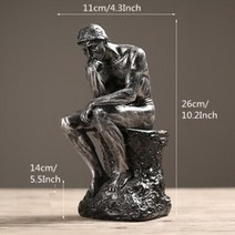 생각하는사람 동상 홈 인테리어 거실장식 서재 사무실, Silver