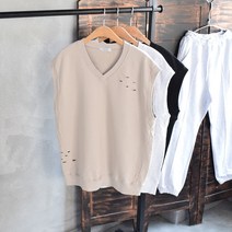 헬보이 유니크 데미지 v넥 레이어드 쭈리 조끼 베스트 3color