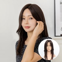 [W1031] 로웰 데일리 긴머리 여성가발 항암전용 불파트 통가발, FREE SIZE (54-57cm), 진한갈색, 1개