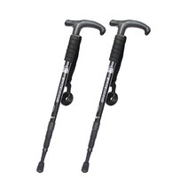 비에스 정글레오파드 4단 등산스틱 T자형 2p, 블랙