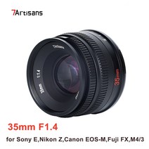 7artisans-35mm F1.4 고정 초점 렌즈 광각 대형 조리개 MF 카메라 소니 E 니콘 Z 캐논 EOS M 후지 FX M4/3 마운트, [05] Canon EF-M