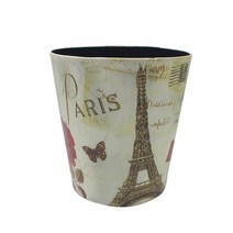 유럽 복고풍 쓰레기 빈 PU 가죽 데스크탑 휴지통 방 침실 쓰레기통 사무실 스토리, 01 Eiffel Tower