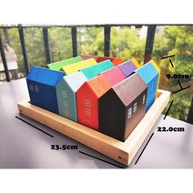몬테소리 원목교구 가베 완구 블록 쌓기 나무 집 자동차 레인보우 컬러 발도르프 우드, rainbow Building