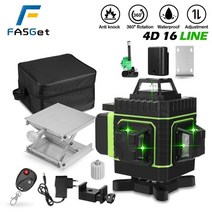 다기능레이저수평기 광파기 fasget 16 라인 4d 셀프 링 360 수평 및 수직 크로스 초강력 녹색 빔 라인