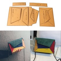 가죽공예 도안 DIY 가죽 공예 크로스 바디 백 헤비 웨이트 크래프트 종이 바느질 템플릿 패턴 중공 스텐실, 01 Kraft Paper AAB-521