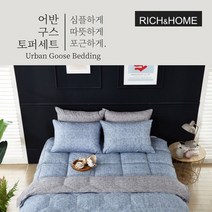 리치앤홈 포근한 알러지케어 어반구스이불토퍼세트 Q 퀸, 블루
