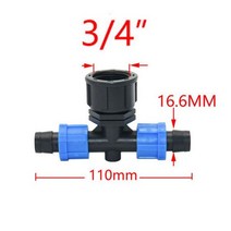 점적호수 관수자재 농업용 호수 온실에서 물 절약 관개에 사용되는 15pcs 16mm 드립 테이프 1/2 3/4 암 티 커넥터 스레드가있는 양방향 호스 분배기, 3I4