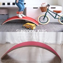 나무 시소 피트니스 밸런스 요가보드 필라테스 소도구 바렐 기구 테이블, 원목 시트 레드 펠트