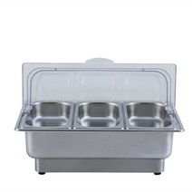차핑디쉬 음식 워머 뷔페그릇 보온 호텔 사각 뷔페기물, 06.투명 커버 3칸 전기워머