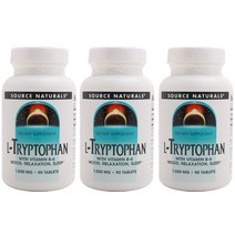 소스내츄럴스 L-트립토판 비타민 B-6 1000mg 타블렛, 90정, 3개