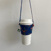 (할미꽃) 에코 패브릭 컵홀더 슬리브 드링크백, 레드체크