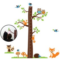 귀여운 어린이키재기 아이들크기표시 나무여우그림, 상세페이지참조