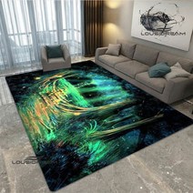 런닝머신패드 방음 체조 흡음 매트 매직 포레스트 프린트 카펫 거실 장식 야외 러그 요가 미끄럼 방지 카펫 상견례 하객 선물, 160x230cm, 3