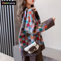 퀸앤조이 컬러풀 체크패턴 니트 스웨터***판매자 퀸앤조이***