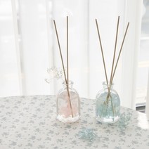 솜씨키트 드라이플라워 디퓨저 방향제 만들기 DIY 키트, 하늘색/화이트머스크향