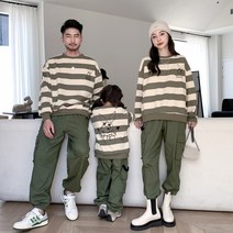 엄마와딸 3종 패밀리룩 스트라이프 맨투맨 티셔츠