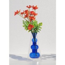 이중 글라스 물방울 유리화병 인테리어 꽃화병 버블 3구 블루