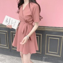 [레티고] 브이넥 루즈 벨트 랩 원피스