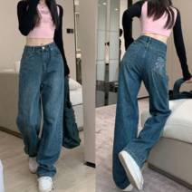 여성 데일리룩 백포켓포인트 청바지 데님팬츠