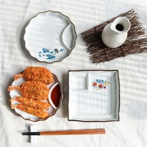 1+1 도기야 나눔 회접시 꽃무늬 일식 도자기 접시 나눔접시, 3.직사각 나눔접시 소, 1+1옐로우