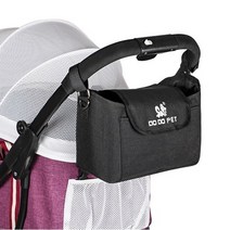 멀티 포켓 애완견 고양이 유모차 주최자 가방 방수 물건 기저귀 컵 홀더 캐리지 유모차 버기 카트 병, 검은색