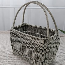 인도네시아산 천연라탄 사각 손잡이 라탄 바구니 라탄바스켓