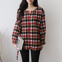 수키 체크 허리리본 블라우스 1045998