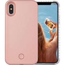 Wellerly 웰리아이폰Xs케이스 아이폰X케이스 LED조명셀카라이트 핸드폰케이스 커버 충전가능 라이트업 야광셀카 손전등케이스 아이폰X/XS 5.8inch 로즈골드, Rose Gold