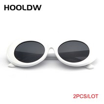 선글라스 패션선글라스 2 개몫 clout 고글 커트 코베인 남성 여성 빈티지 타원형 라운드 태양 안경 패션 여성 uv400 안경 gafas de sol