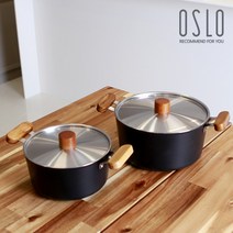 [서울리빙] 오슬로 IH 인덕션 우드핸들 냄비세트 2종(20양수+24양수), 상세 설명 참조