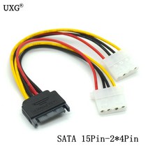 전원 케이블 15 핀 SATA 2 듀얼 4 IDE Molex 리드 Y 분배기 코드 18awg 와이어 20cm 비트코인 광부 채굴용, [01] 0.2m