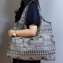 센스집 휴대용 접이식 장바구니 L사이즈 빅사이즈 시장가방 53x42, 블랙에스닉, 28번