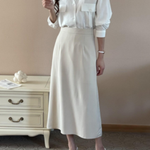 위티 a라인 실크 롱스커트 2COL