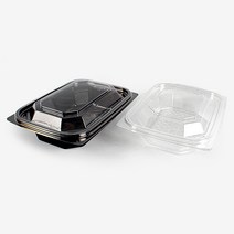 반찬용기 샐러드용기 GD-602(검정/투명) 1000개, 투명 1000개, 1세트, 1개