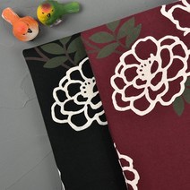 유명한원단 초대폭 발포 나염 기모 쭈리 다이마루 꽃무늬 천 맨투맨 원단 빅플라워 2종, 블랙(S)