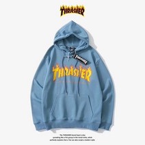 Thrasher FLAME LOGO 트레셔 불꽃 로고 플레임 후드티 하늘색