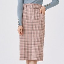 로엠 벨티드 체크 롱 스커트