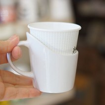 도자기 종이컵 홀더 종이컵 받침 컵홀더제작 유용한 개업 선물 코발트블루 에디션2 핸드페인팅 핸드메이드, 화이트