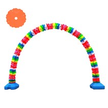 플라스틱무지개가랜드(원형) 아치 가랜드 오픈 매장입구 장식 개업, (원형가랜드x실외용물통2개x아치폴대)
