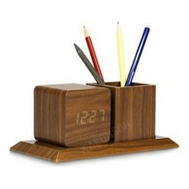 W7772AD이파인스토리 날짜 팬꽂이 시계 연필꽂이 학생 우드 이케아 무인양품 디지털시계 LED시계 탁상시계 온도 탁상용전자시계 인테리어 탁상시계, EF 본상품선택