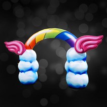 [국내제작 높이 3미터] 무지개날개 에어아치 축제 행사 조형아치 무대장식 포토존, 조명없음