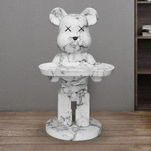 모던아트 트레이 베어 브릭곰 대형피규어 집들이 개업선물 홈 카페인테리어 매장, 대리석 화이트