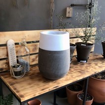 모던 테라스톤 화분 타원형 20x34cm 화이트-투톤 #825444ea#, 본상품선택