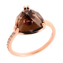 [비앤비골드]14K18K 심플 삼각로즈컷 스모키쿼츠 반지 NPR24431