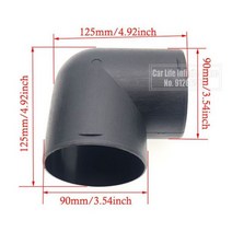 보일러배관 보일러 호스 배관 자재 덕트 차량 에어 히터 파이프 42/75/90mm 팔꿈치 배출구 검정색 플라스틱 커넥터 베바스토 에버스패커 처 주차 액세서리 295036, 90mm