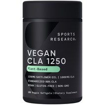 스포츠리서치 고효능 CLA 1250mg 홍화유 소프트젤 비건 글루텐 프리, 180개입, 1개, 180정