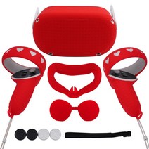 퀘스트2 오큘러스 OCULUS VR기기 세트 악세서리 부속 호환 Vr 안경 실리콘 보호 키트 oculus 퀘스트 2 가상 현실 헬멧 커버 조이스틱 그립 커버 마스크 케이스 콘솔, 빨간색