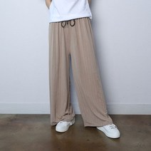 파라노말샵 쿨링 단가라 찰랑 밴딩 와이드 통바지