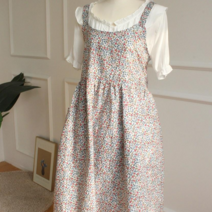 누안누안 데일리가든 코튼 원피스형 면 앞치마 에이프런, 1리틀플라워화이트